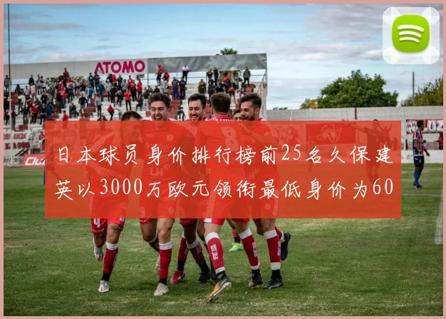 日本球员身价排行榜前25名久保建英以3000万欧元领衔最低身价为600万欧元